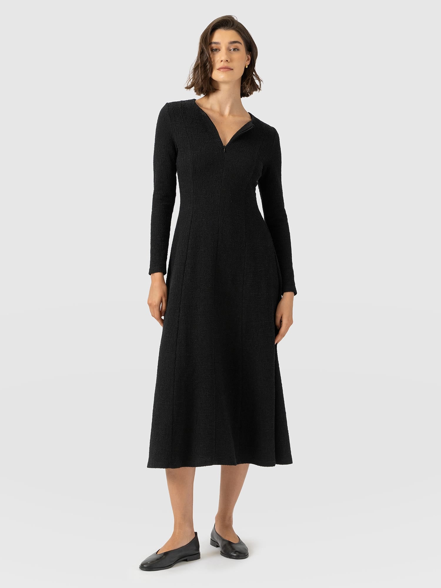 Orla Midi Dress - Black Boucle - Women's Dresses | Saint and Sofia® EU