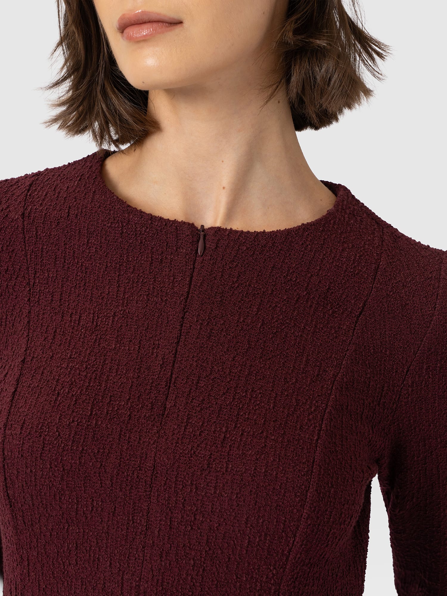 Orla Midi Dress - Burgundy Boucle - Women's Dresses | Saint and Sofia® EU