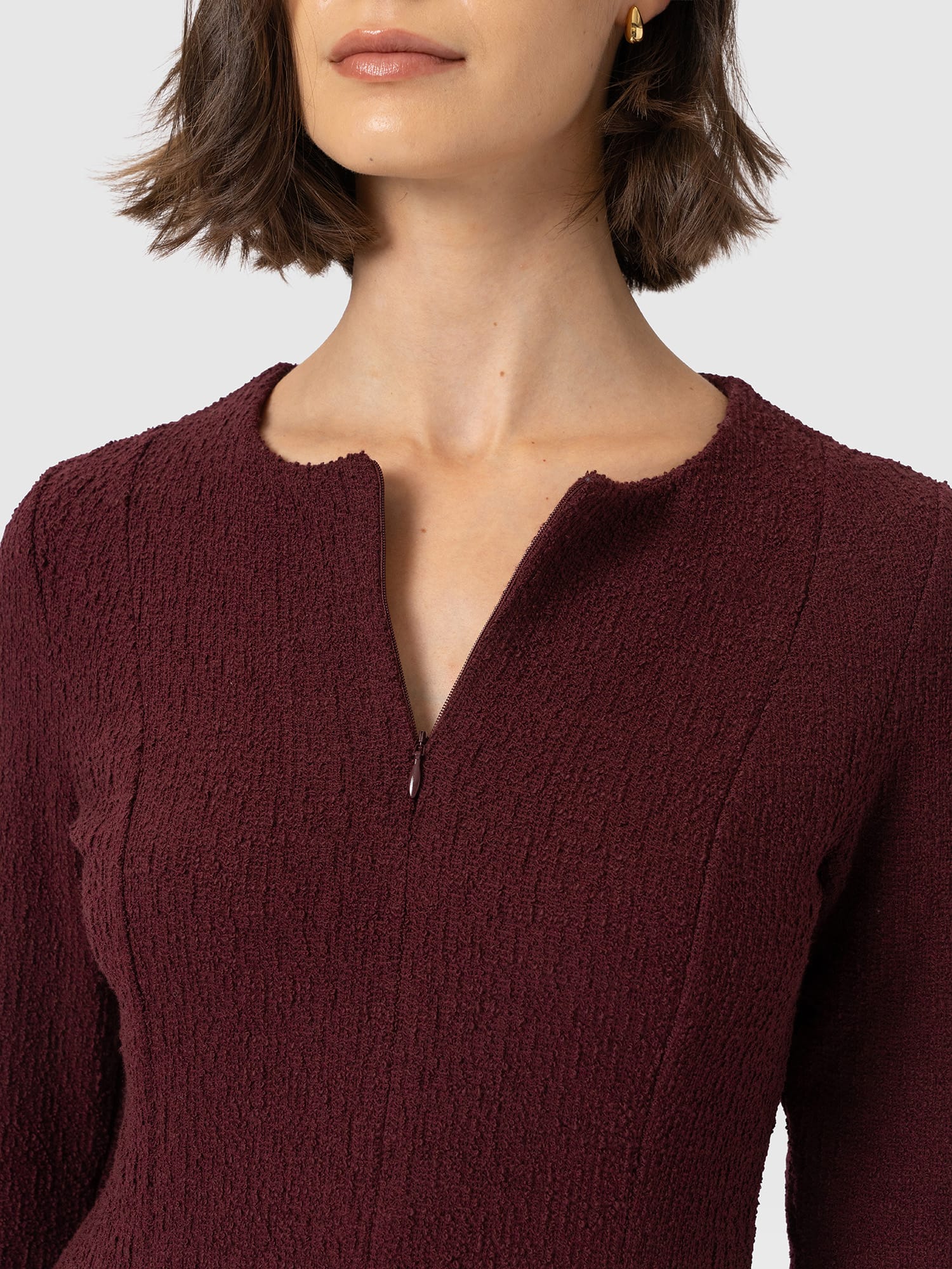 Orla Midi Dress - Burgundy Boucle - Women's Dresses | Saint and Sofia® EU