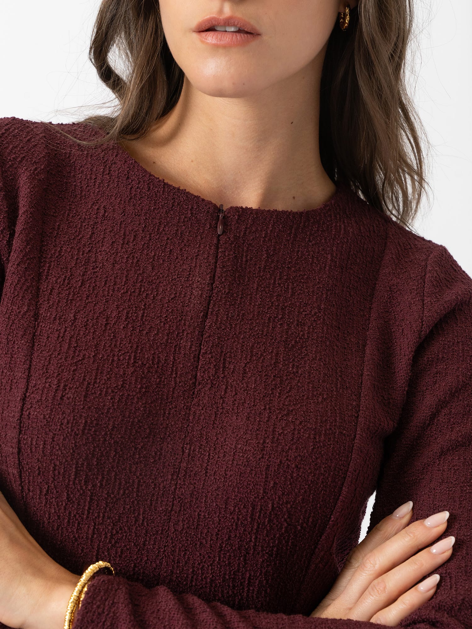 Orla Mini Dress - Burgundy Boucle - Women's Dresses | Saint and Sofia® EU