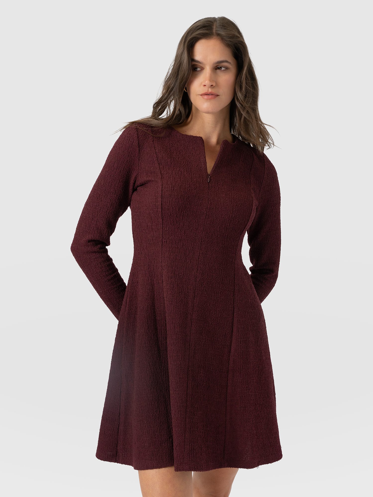 Orla Mini Dress - Burgundy Boucle - Women's Dresses | Saint and Sofia® EU
