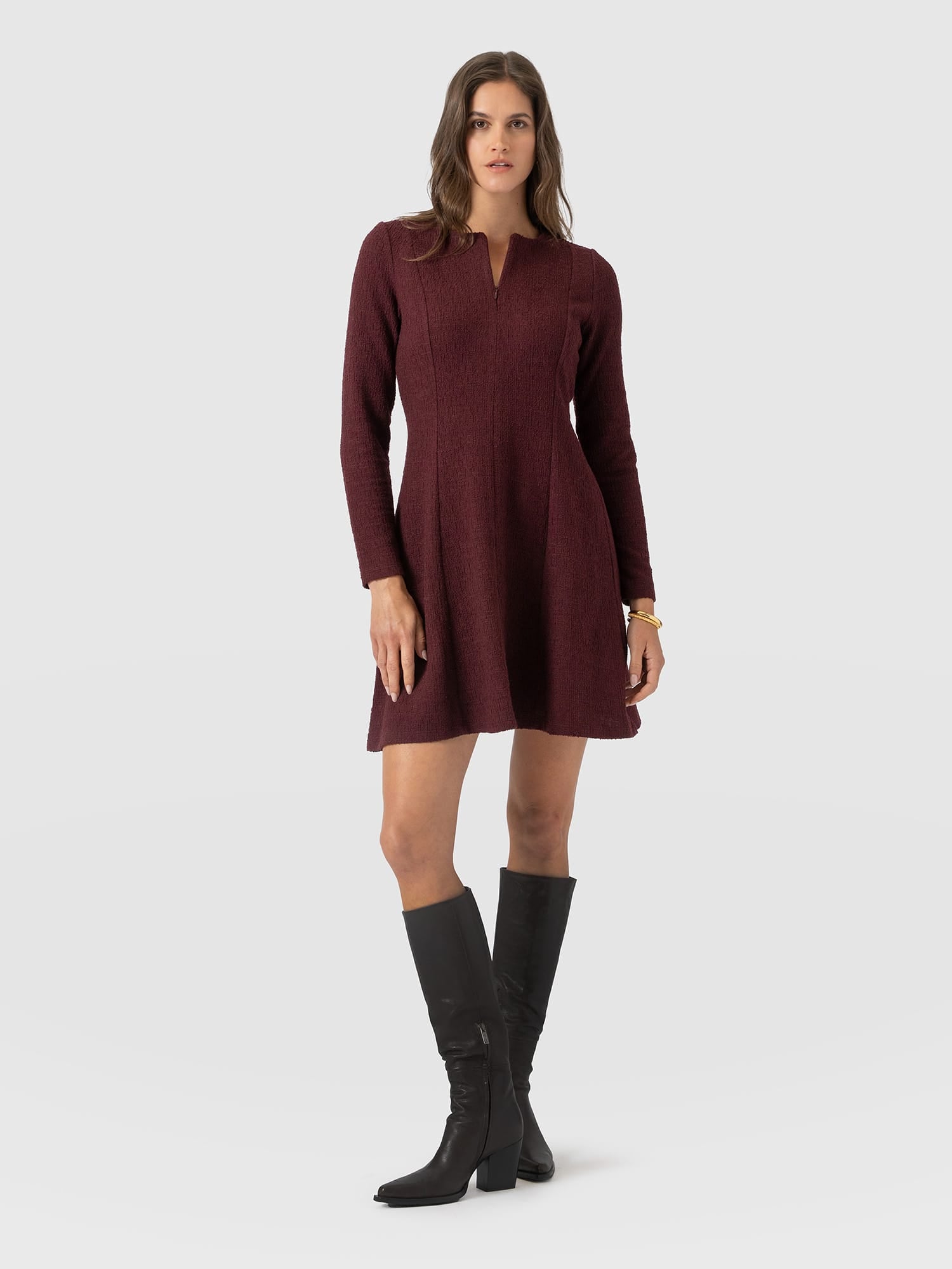 Orla Mini Dress - Burgundy Boucle - Women's Dresses | Saint and Sofia® EU