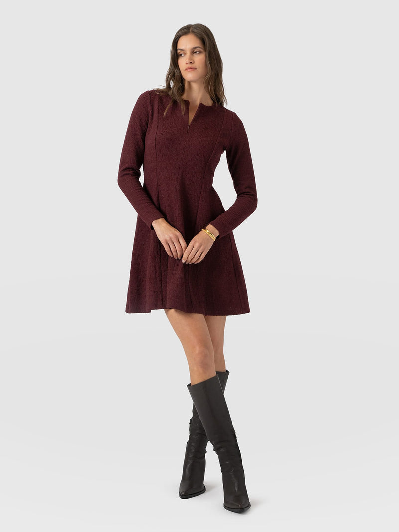 Orla Mini Dress - Burgundy Boucle