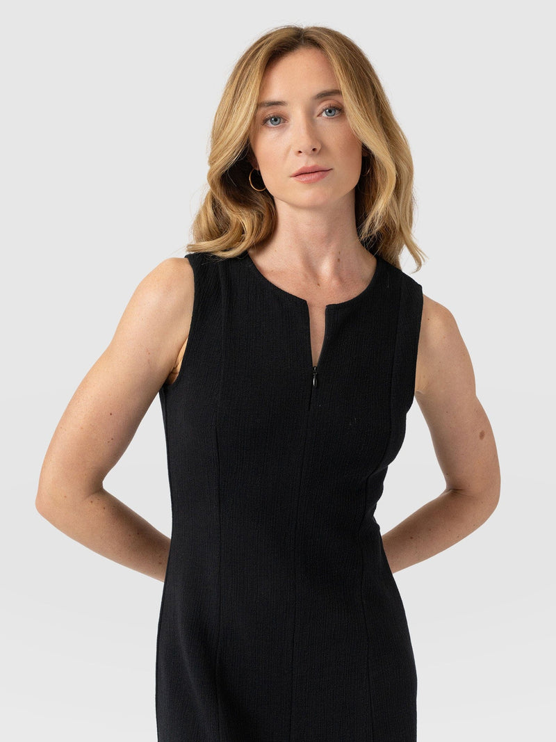 Orla Sleeveless Midi Dress - Black Textured - Women's Dresses | Saint and Sofia® EU