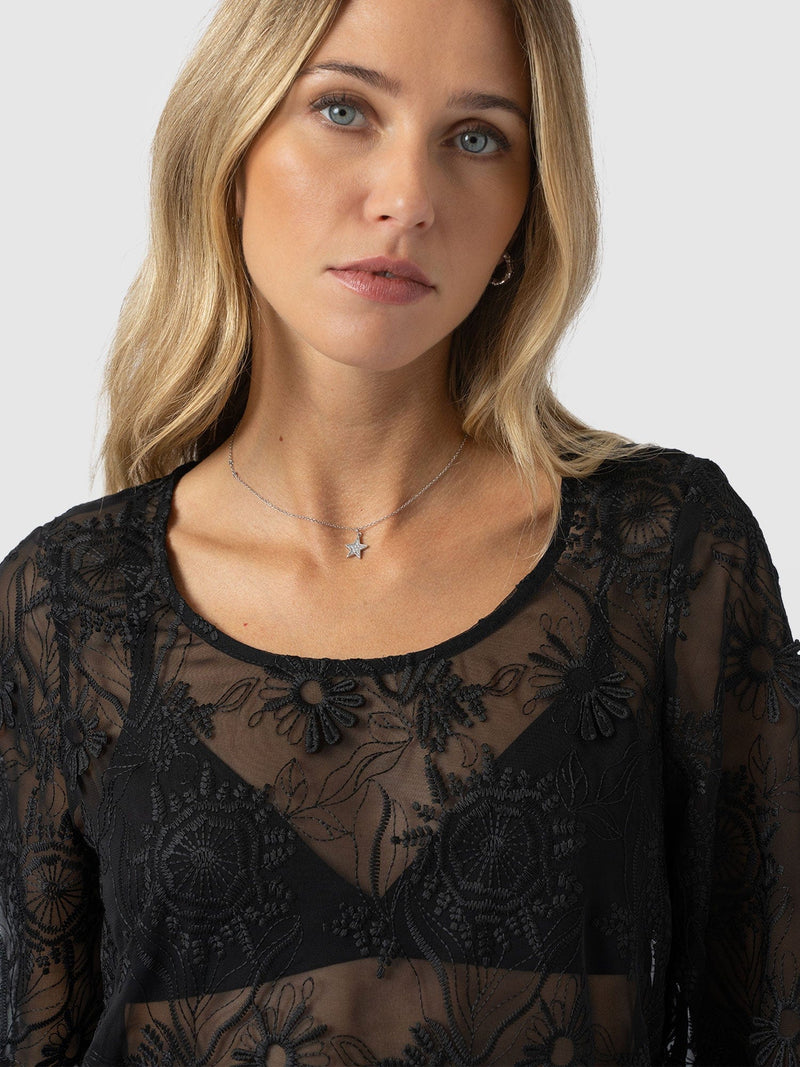 Ottilie Scoop Neck Blouse - Black Lace - Women's Blouses | Saint + Sofia® EU