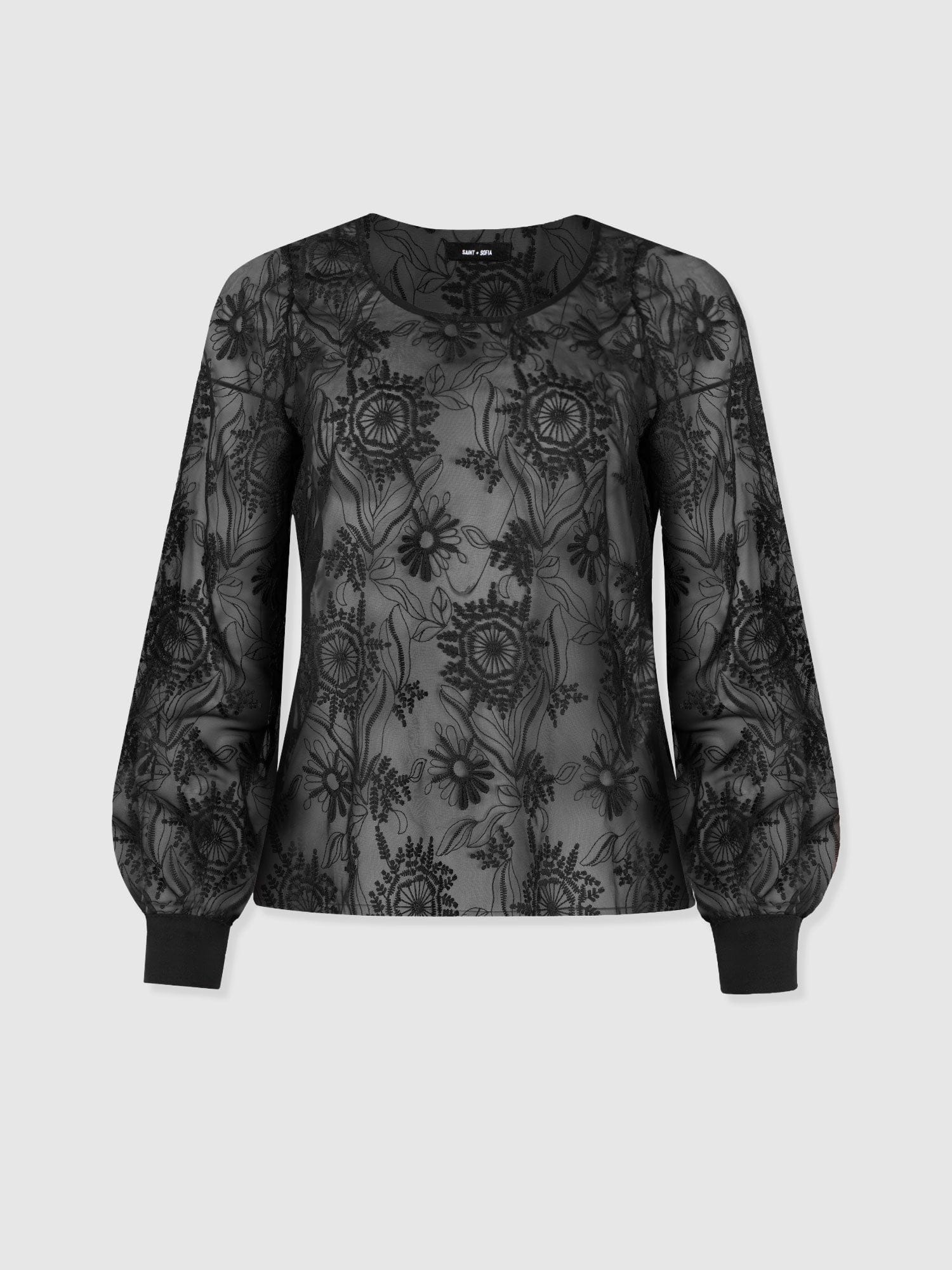 Ottilie Scoop Neck Blouse - Black Lace - Women's Blouses | Saint + Sofia® EU