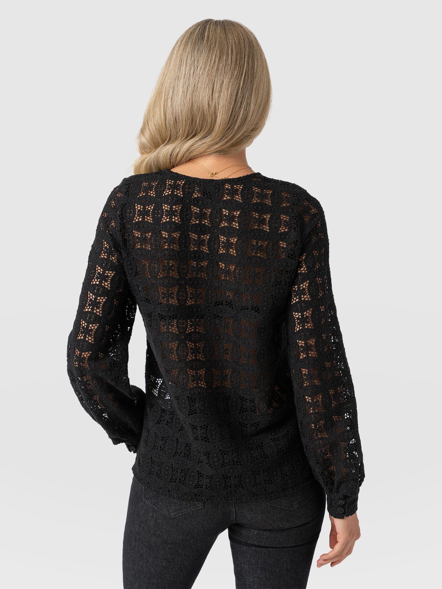 Ottilie V Neck Blouse - Black Broderie - Women's Blouses | Saint + Sofia® EU