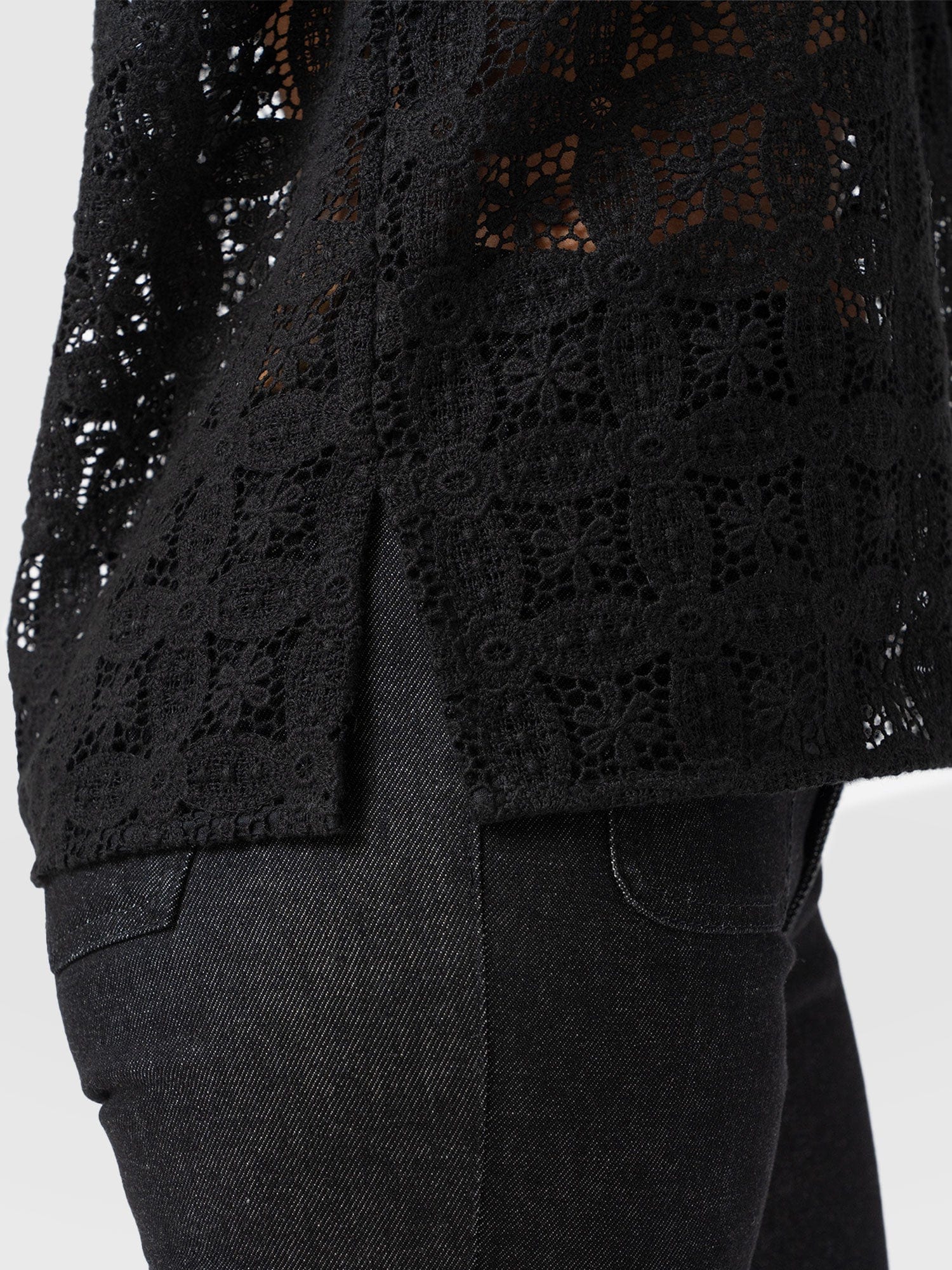 Ottilie V Neck Blouse - Black Broderie - Women's Blouses | Saint + Sofia® EU