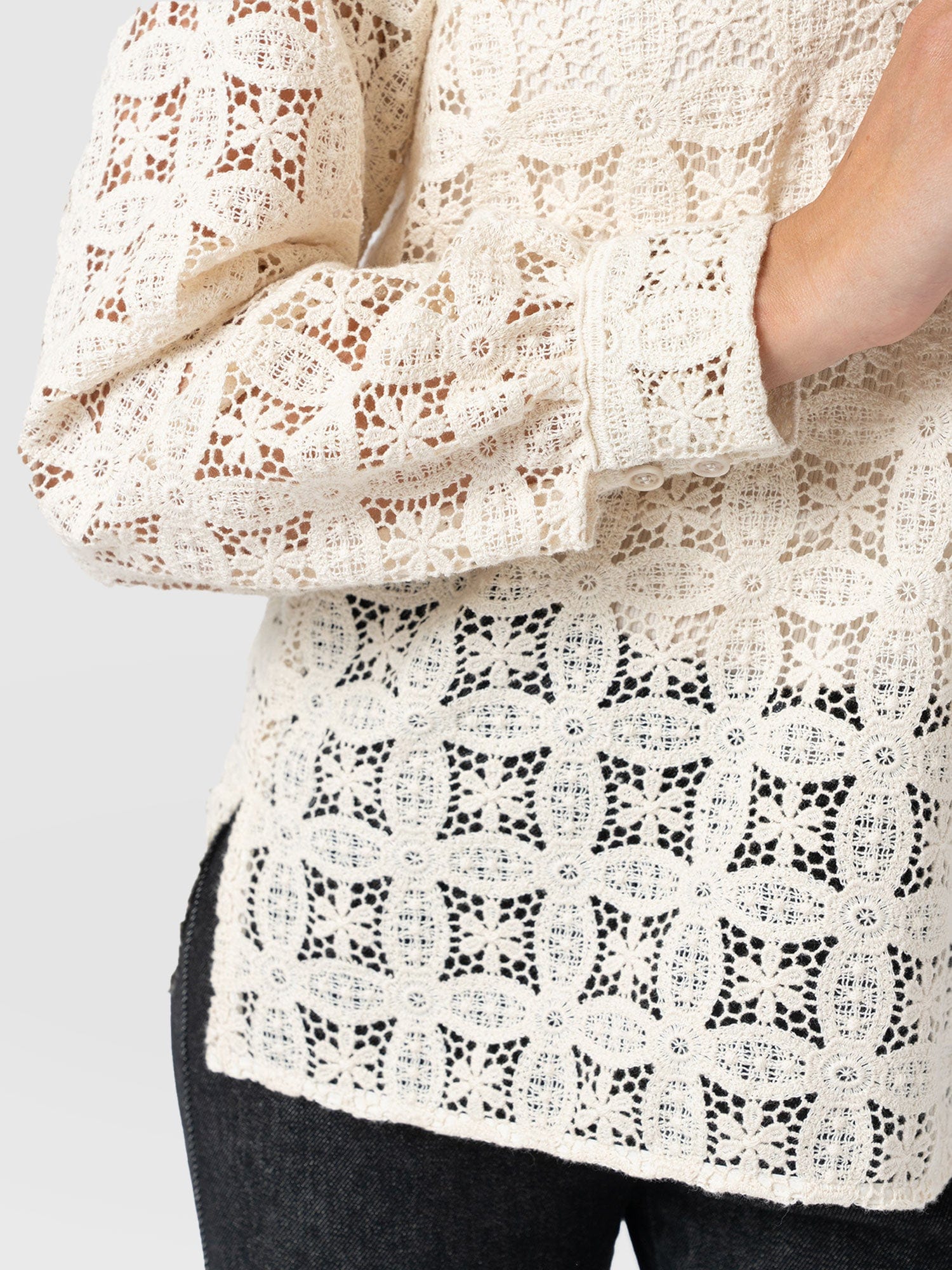 Ottilie V Neck Blouse - Cream Broderie - Women's Blouses | Saint + Sofia® EU