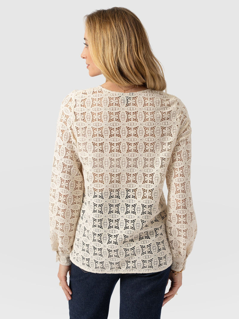 Ottilie V Neck Blouse - Cream Broderie - Women's Blouses | Saint + Sofia® EU