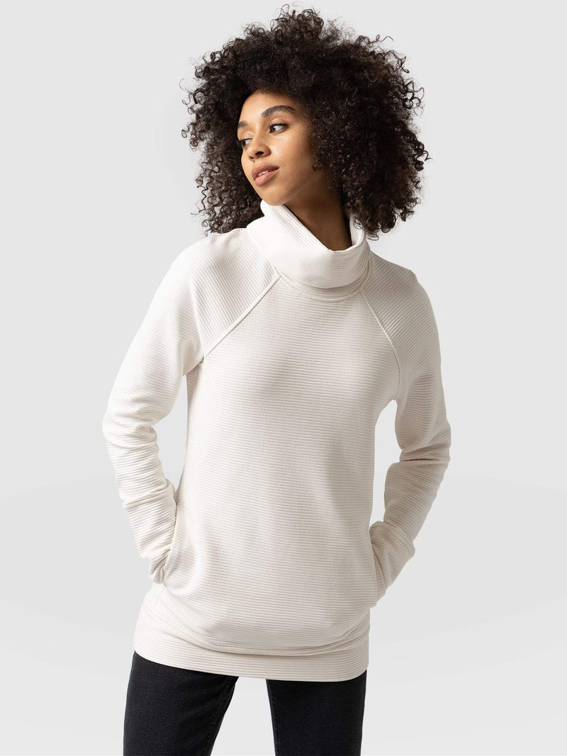 Ottoman Rib Roll Neck Sweater Cream - Women's Sweaters | Saint + Sofia® UK