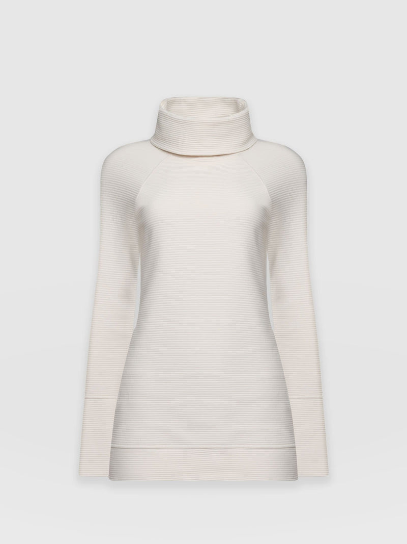 Ottoman Rib Roll Neck Sweater Cream - Women's Sweaters | Saint + Sofia® UK