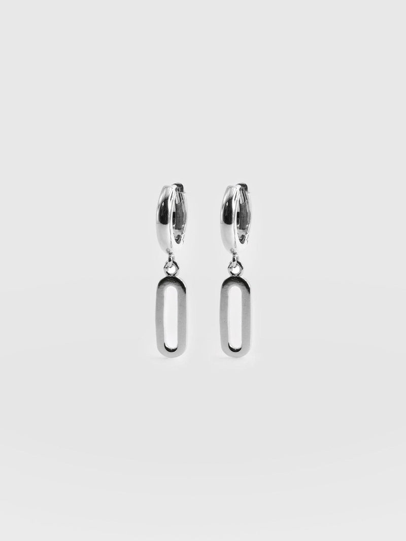 Oval Charm Drop Earrings Silver - Women's Jewellery | Saint + Sofia® EU