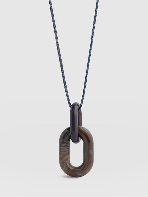 Oval Pendant Necklace - Navy - Women's Jewellers | Saint and Sofia® EU