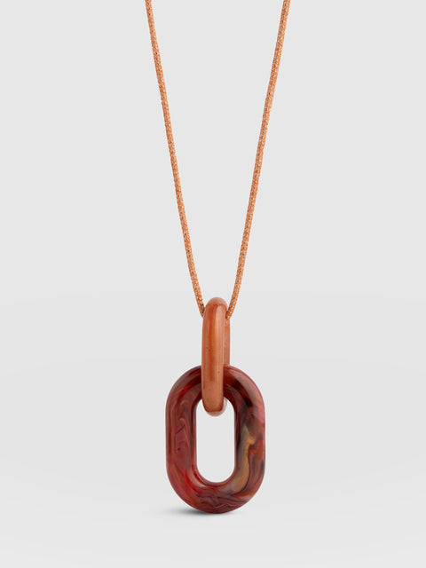 Oval Pendant Necklace - Red/Peach - Women's Jewellers | Saint and Sofia® EU