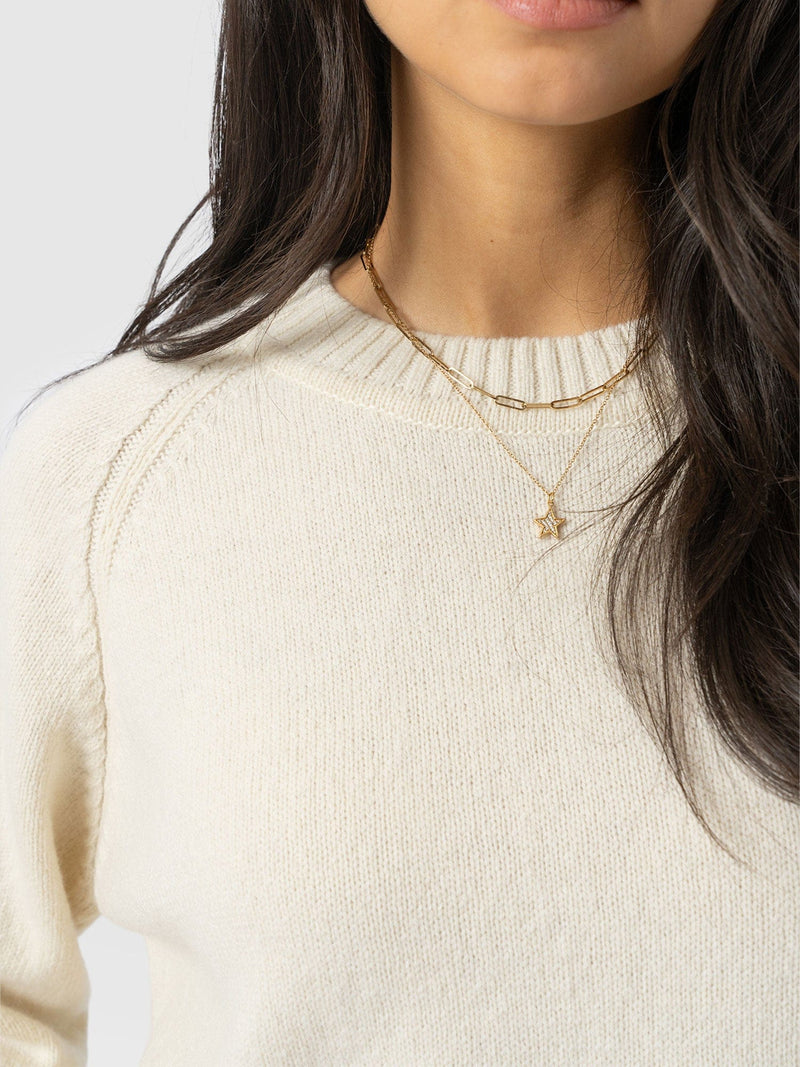 Oxford Cashmere Jumper - Cream - Women's Jumpers | Saint + Sofia® EU