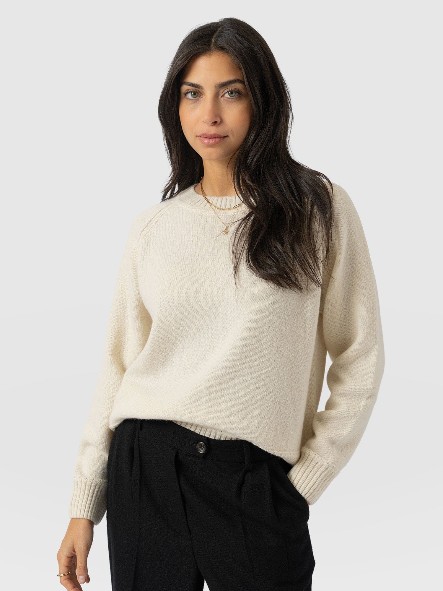 Oxford Cashmere Jumper - Cream - Women's Jumpers | Saint + Sofia® EU