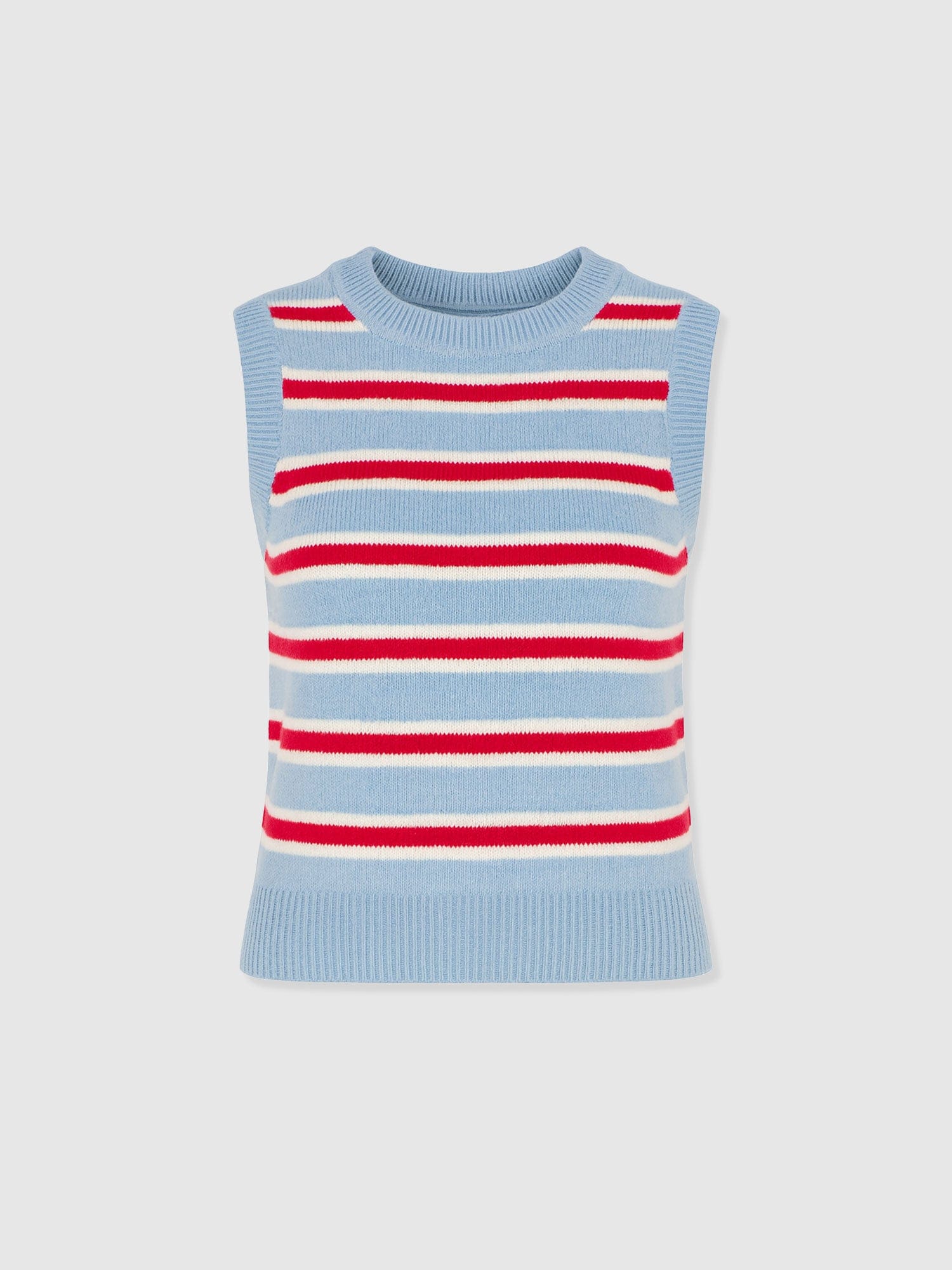 Oxford Cashmere Sleeveless Knit - Blue Stripe - Women's Jumpers | Saint + Sofia® EU