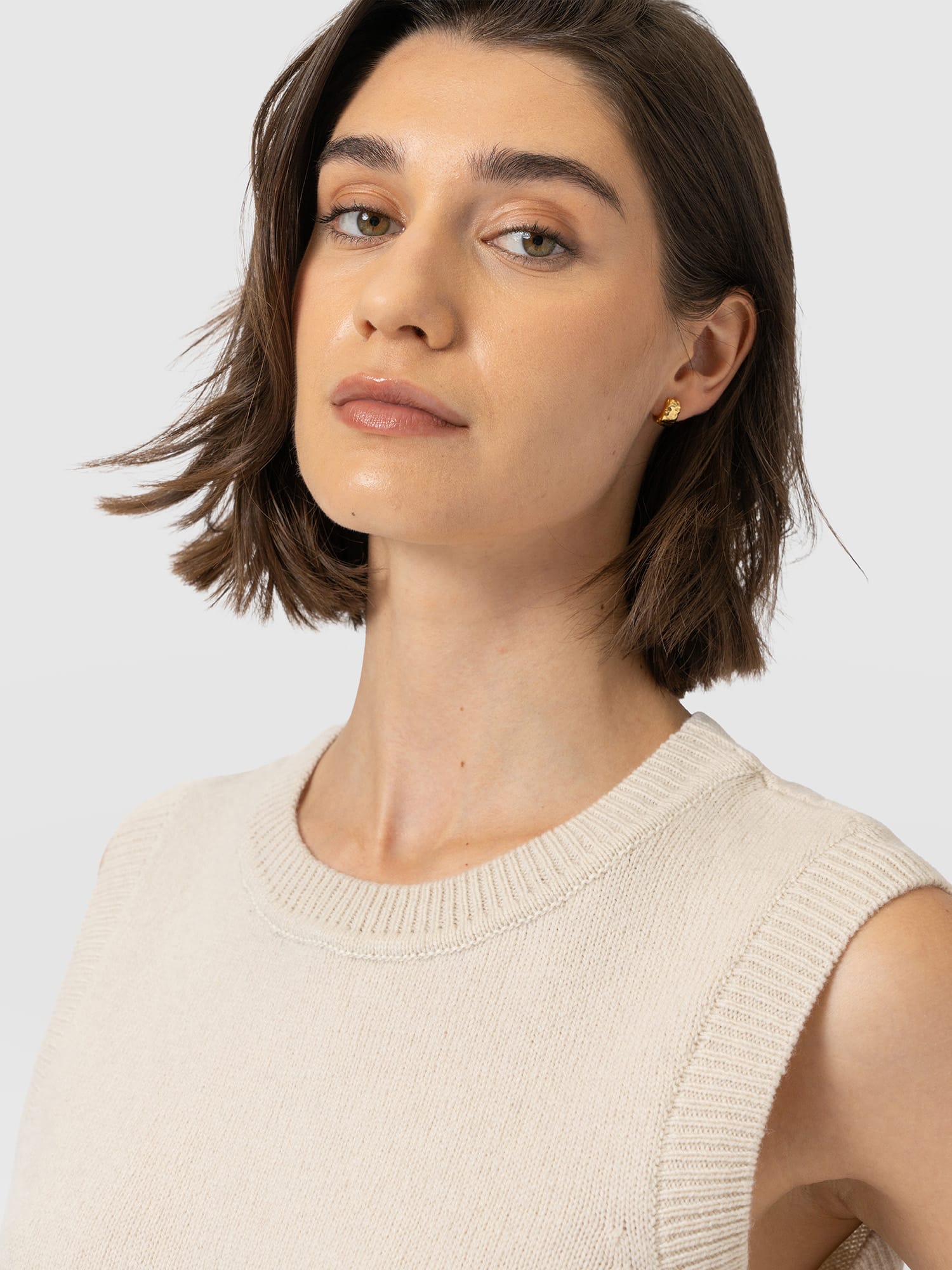 Oxford Cashmere Sleeveless Knit - Cream - Women's Jumpers | Saint and Sofia® EU