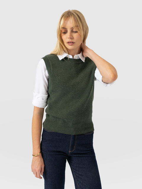 Oxford Cashmere Sleeveless Knit - Khaki - Women's Jumpers | Saint and Sofia® EU
