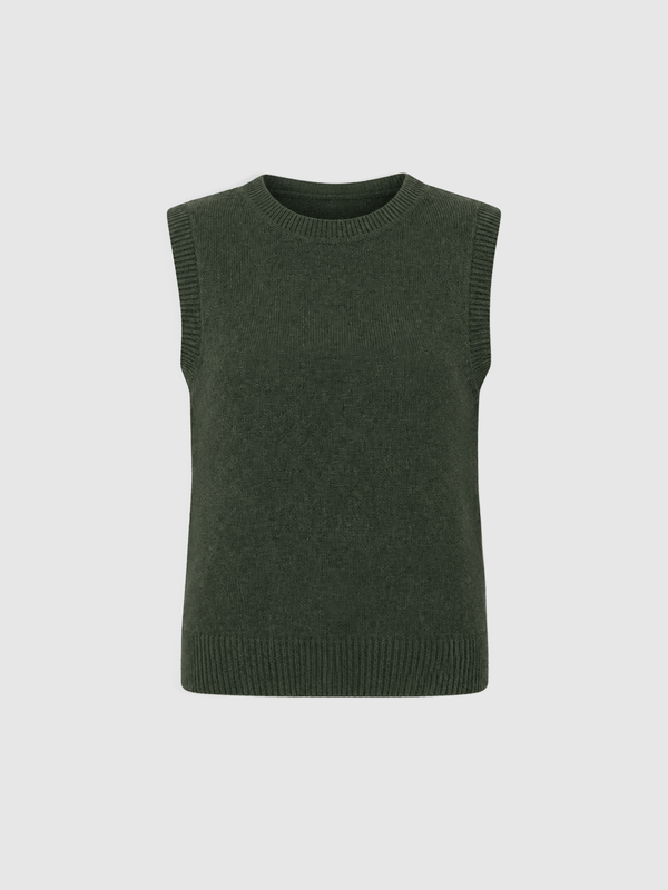 Oxford Cashmere Sleeveless Knit - Khaki