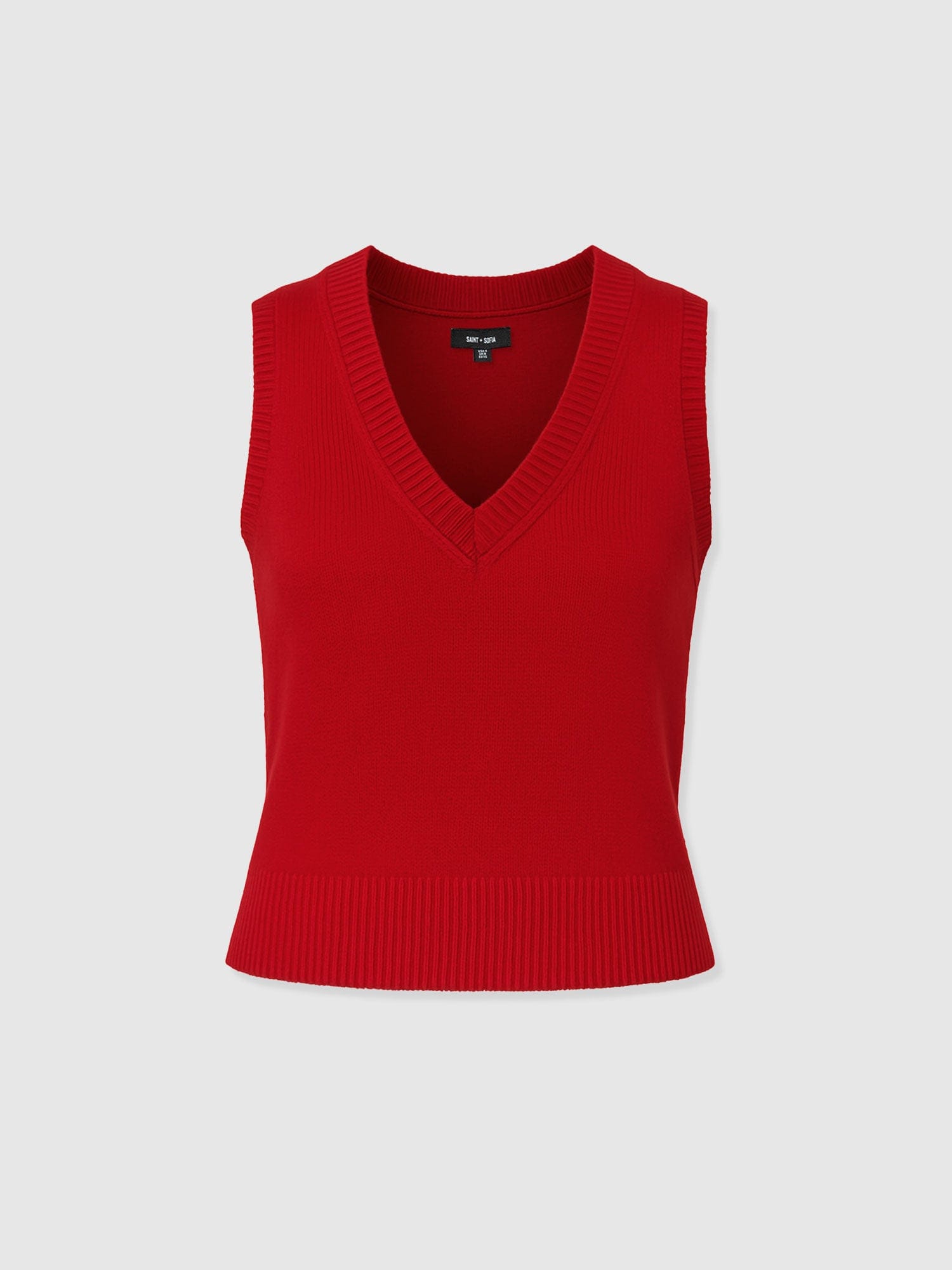 Oxford Cashmere V Neck Sleeveless Knit - Red - Women's Jumpers | Saint + Sofia® EU