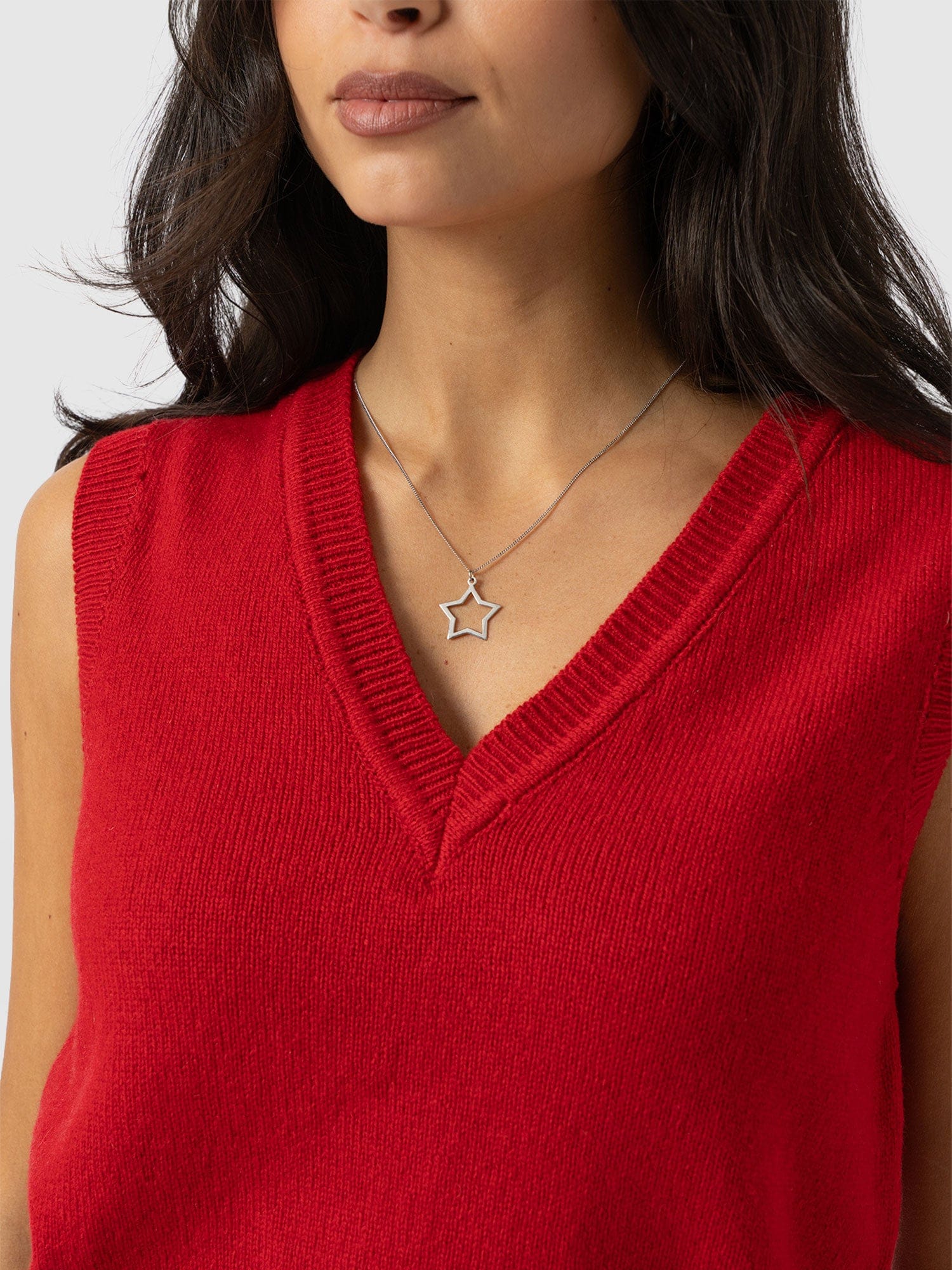 Oxford Cashmere V Neck Sleeveless Knit - Red - Women's Jumpers | Saint + Sofia® EU