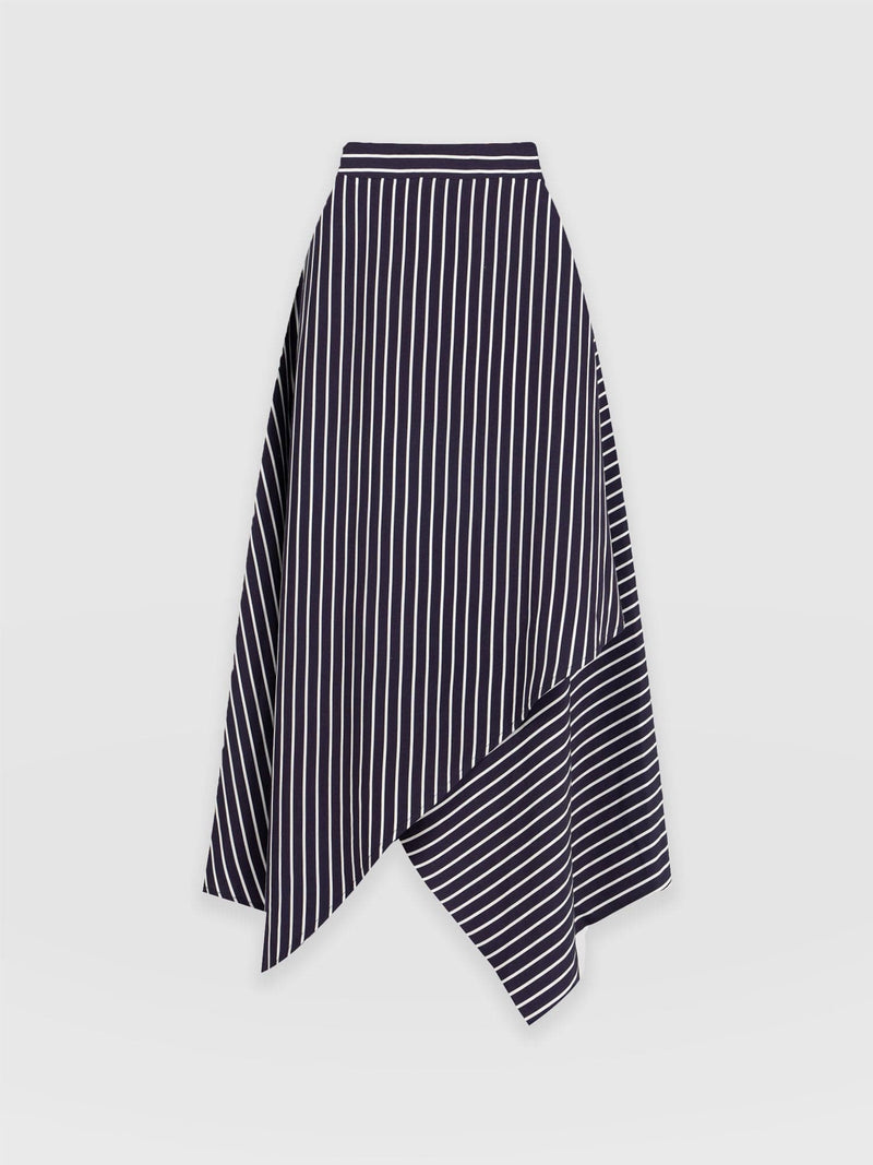 Oxford Wrap Skirt Navy Mini Stripe - Women's Skirts | Saint + Sofia® EU