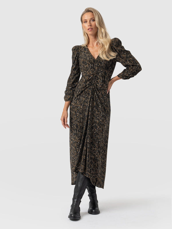 Paloma Ruched Dress Ditsy Leopard - Women's Dresses | Saint + Sofia® EU