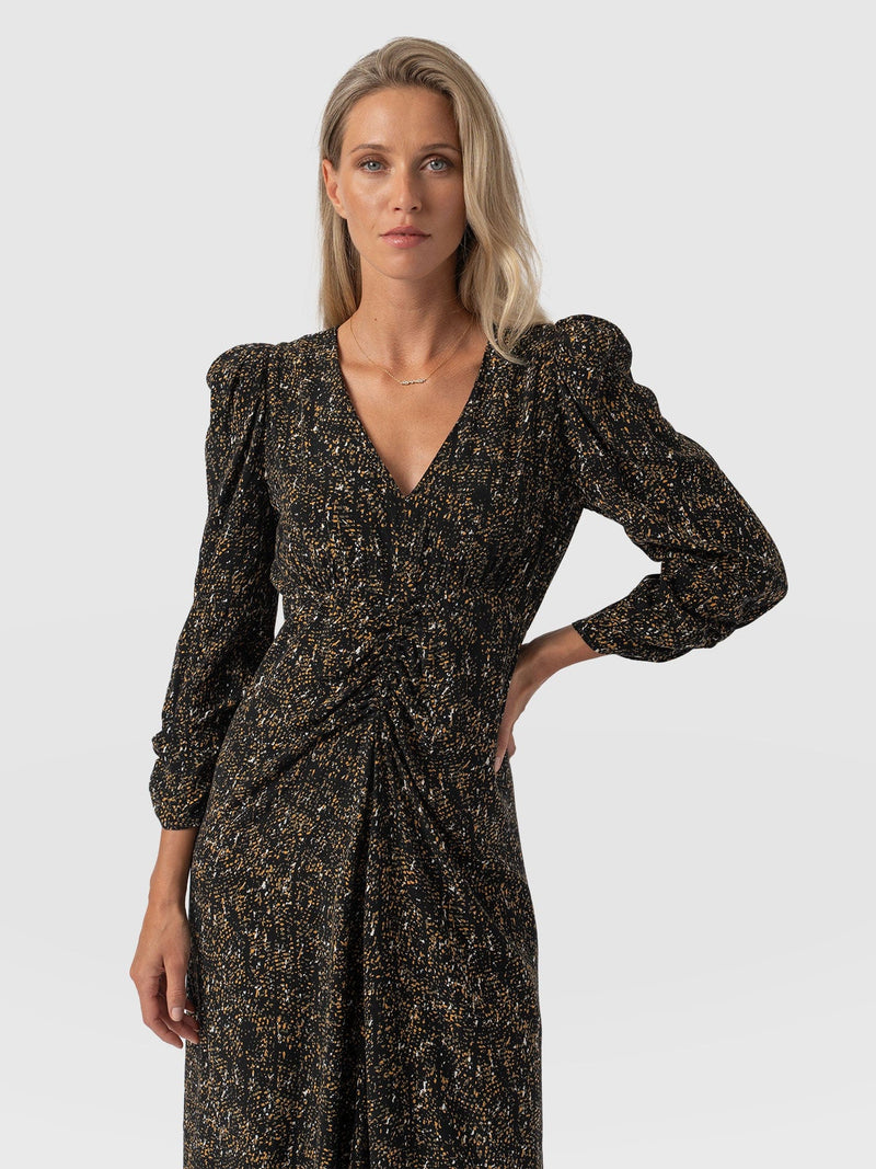 Paloma Ruched Dress Ditsy Leopard - Women's Dresses | Saint + Sofia® EU