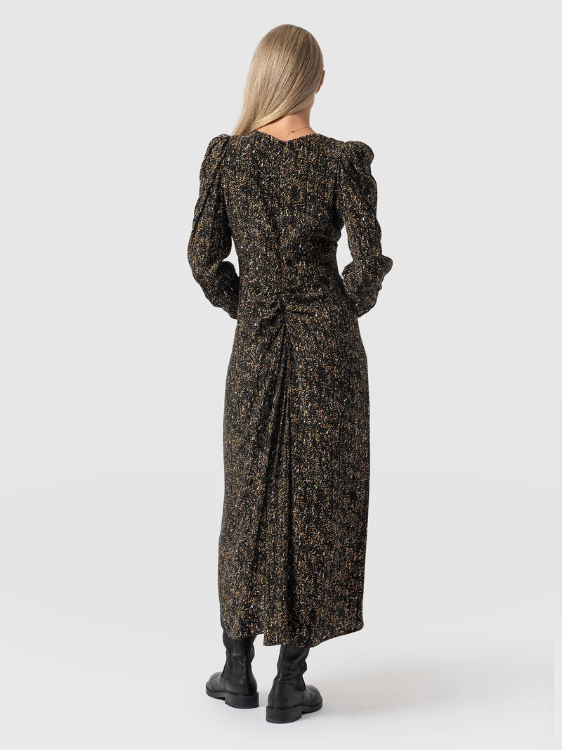 Paloma Ruched Dress - Ditsy Leopard