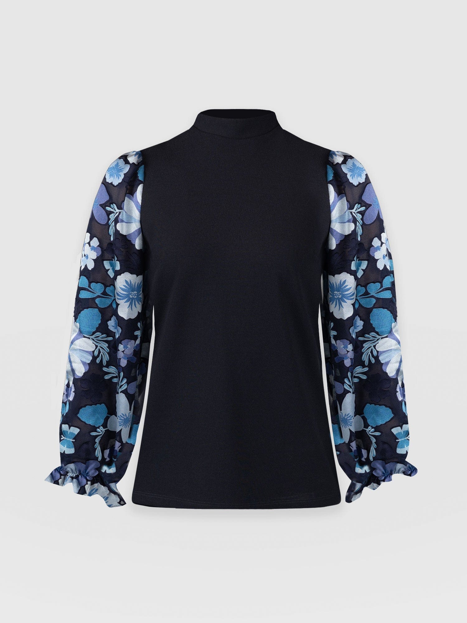 Penny Puff Sleeve Long Sleeve Navy Pop Floral - Women's T-Shirts | Saint + Sofia® EU