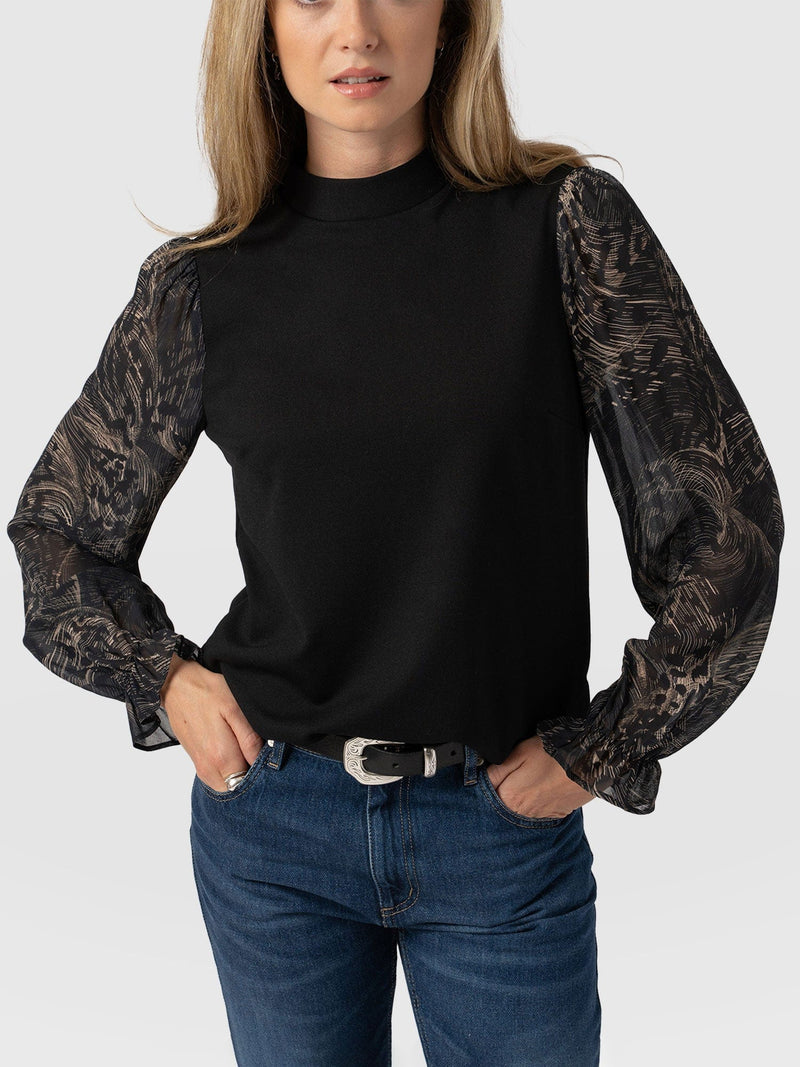 Penny Puff Sleeve Long Sleeve Spot Feather - Women's T-Shirts | Saint + Sofia® EU