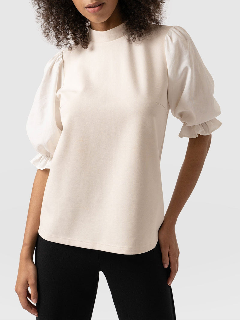 Penny Puff Sleeve Top Cream - Women's Tops | Saint + Sofia® EU