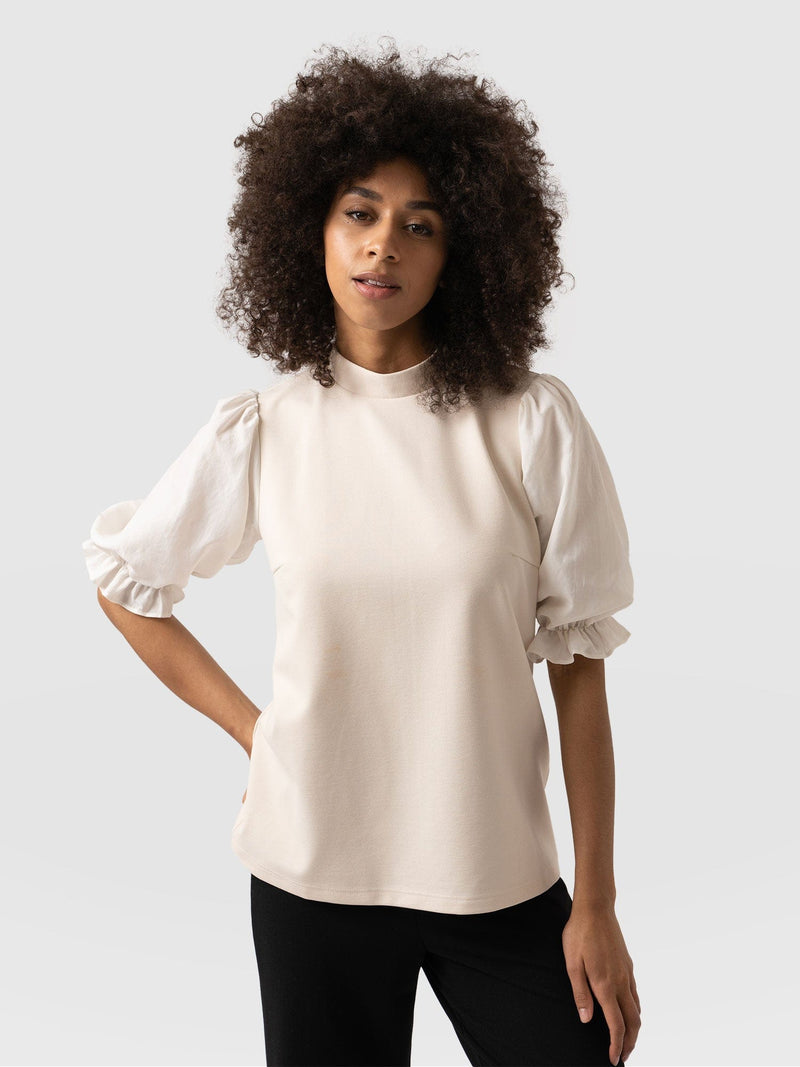 Penny Puff Sleeve Top Cream - Women's Tops | Saint + Sofia® EU