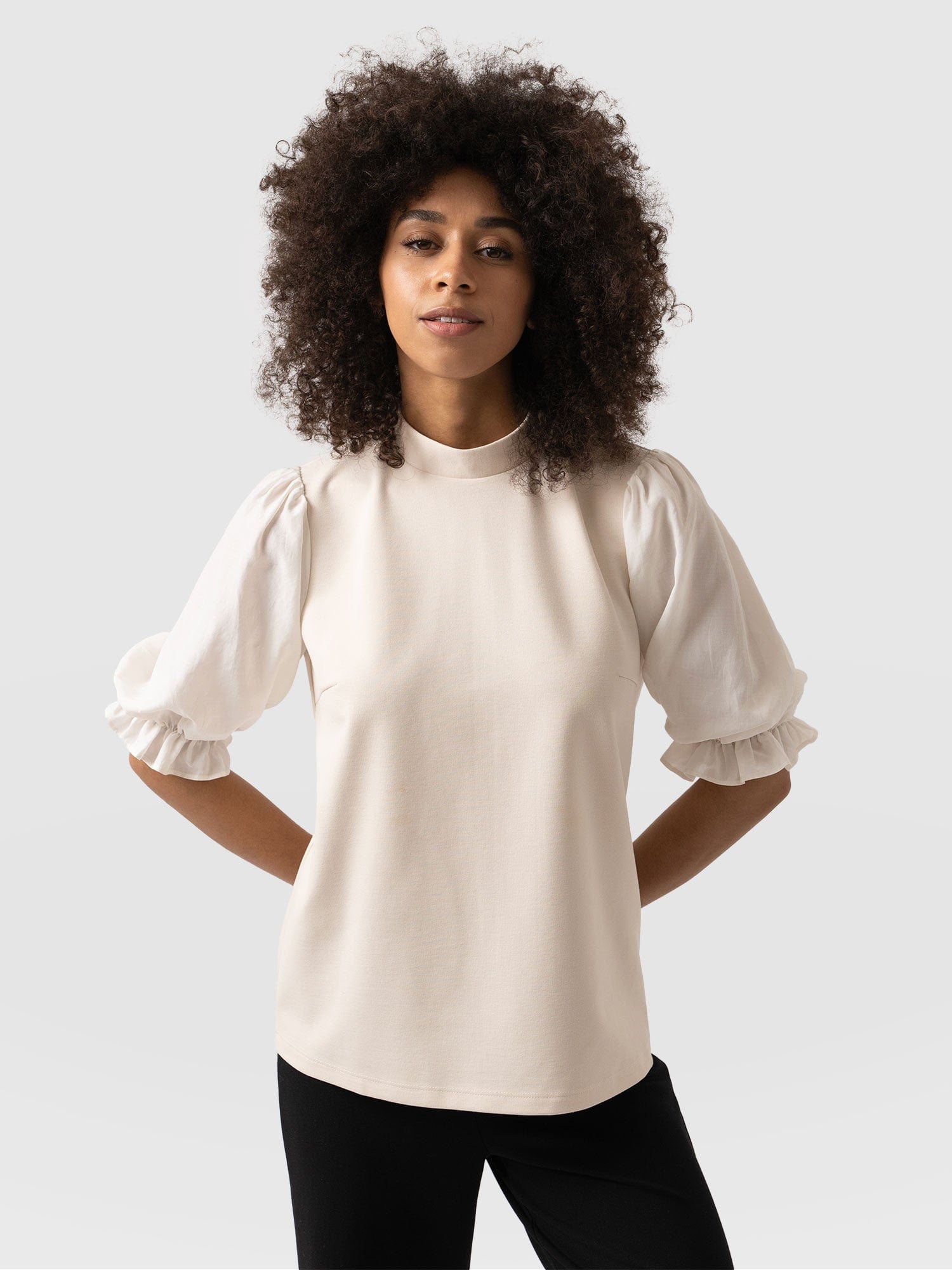 Penny Puff Sleeve Top Cream - Women's Tops | Saint + Sofia® EU