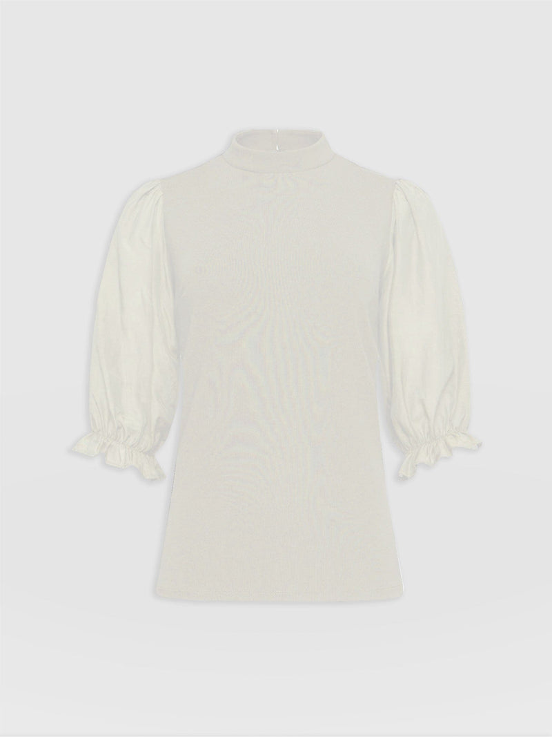 Penny Puff Sleeve Top Cream - Women's Tops | Saint + Sofia® EU