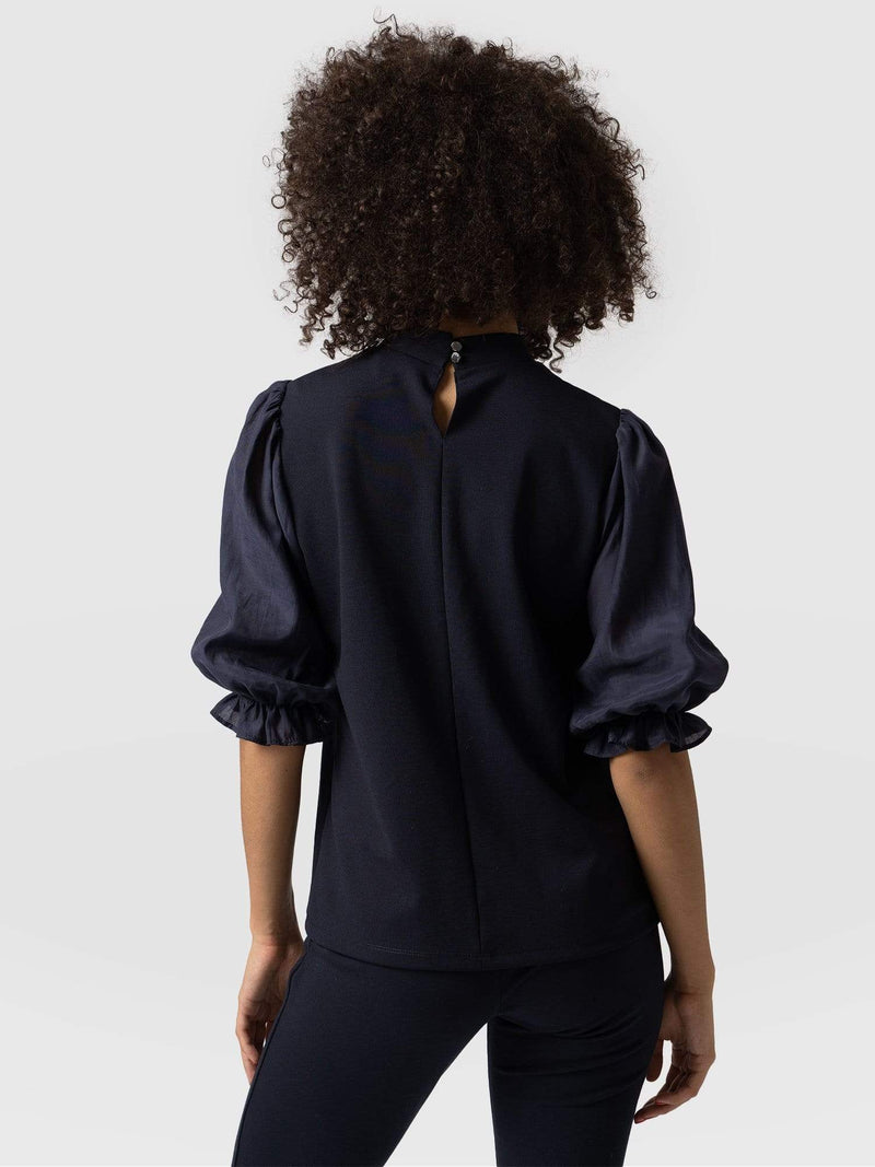 Penny Puff Sleeve Top Navy - Women's T-Shirts | Saint + Sofia® UK