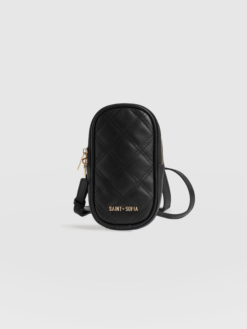 Pilton Quilted Phone Bag Black - Women's Bags | Saint + Sofia® EU
