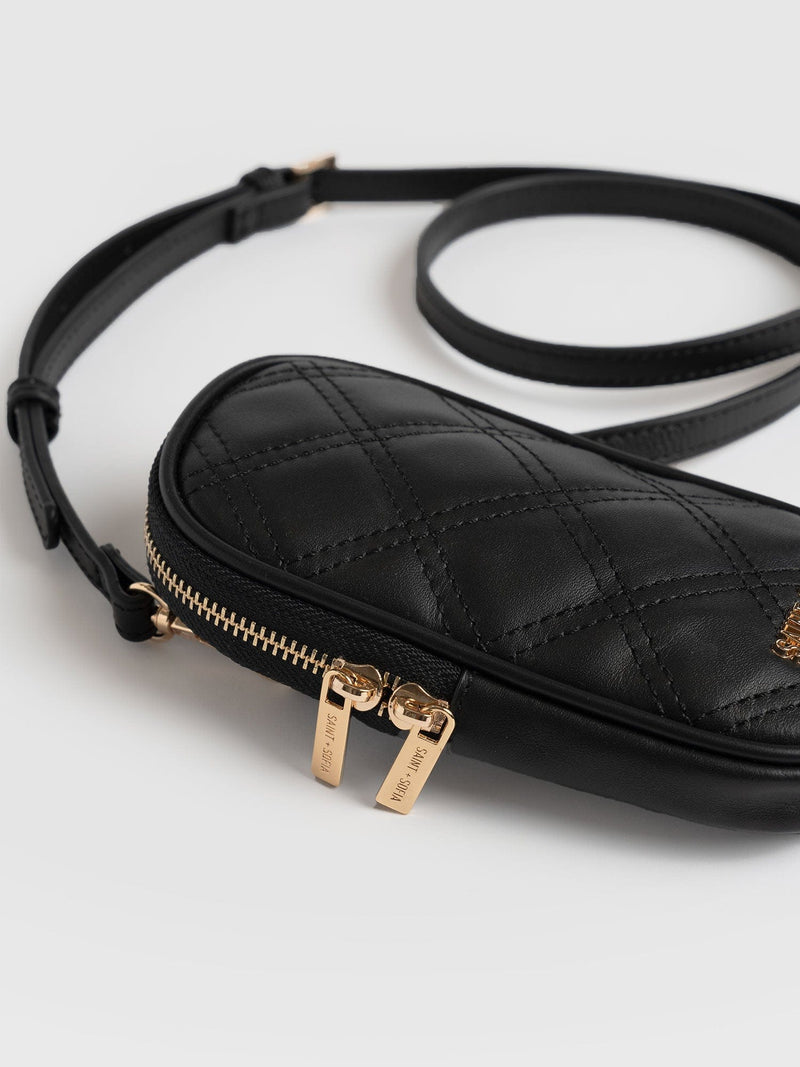 Pilton Quilted Phone Bag Black - Women's Bags | Saint + Sofia® UK
