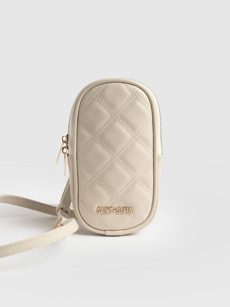 Pilton Quilted Phone Bag Cream - Women's Bags | Saint + Sofia® EU