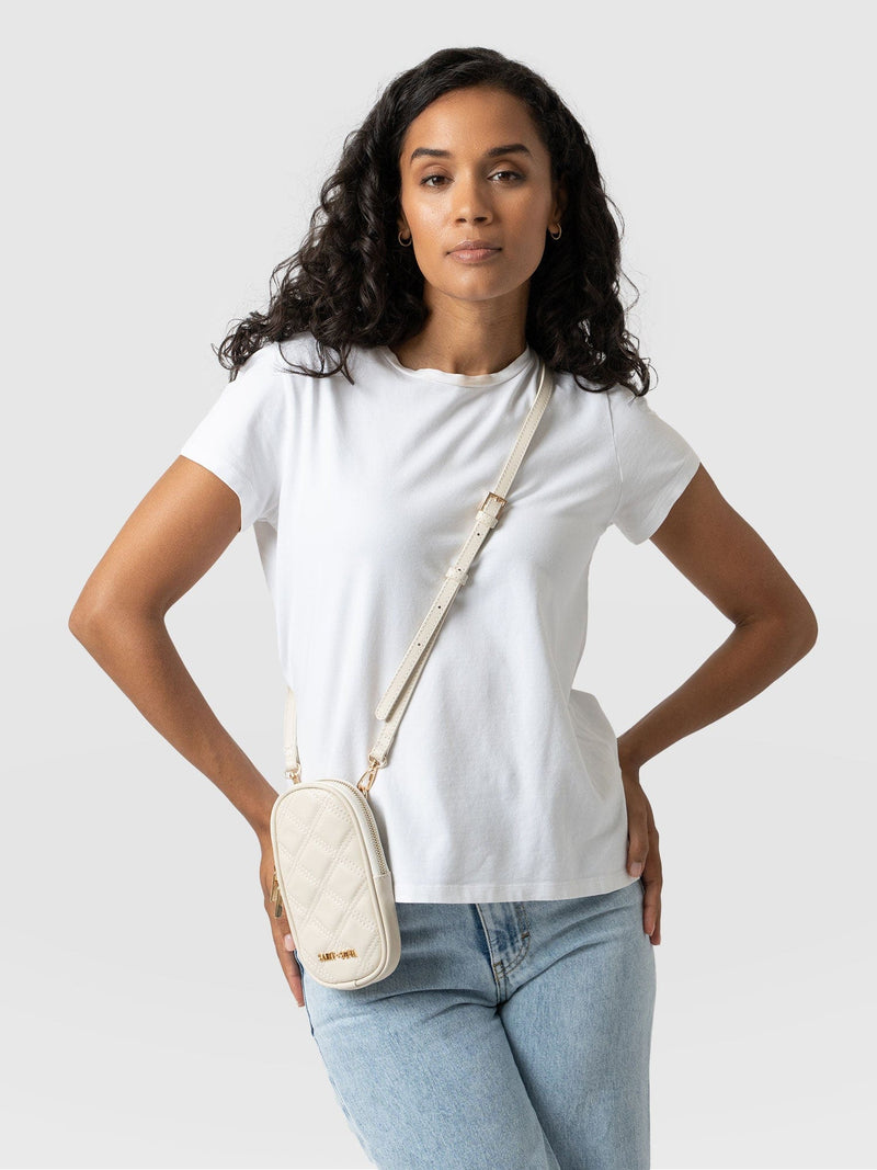 Pilton Quilted Phone Bag Cream - Women's Bags | Saint + Sofia® EU