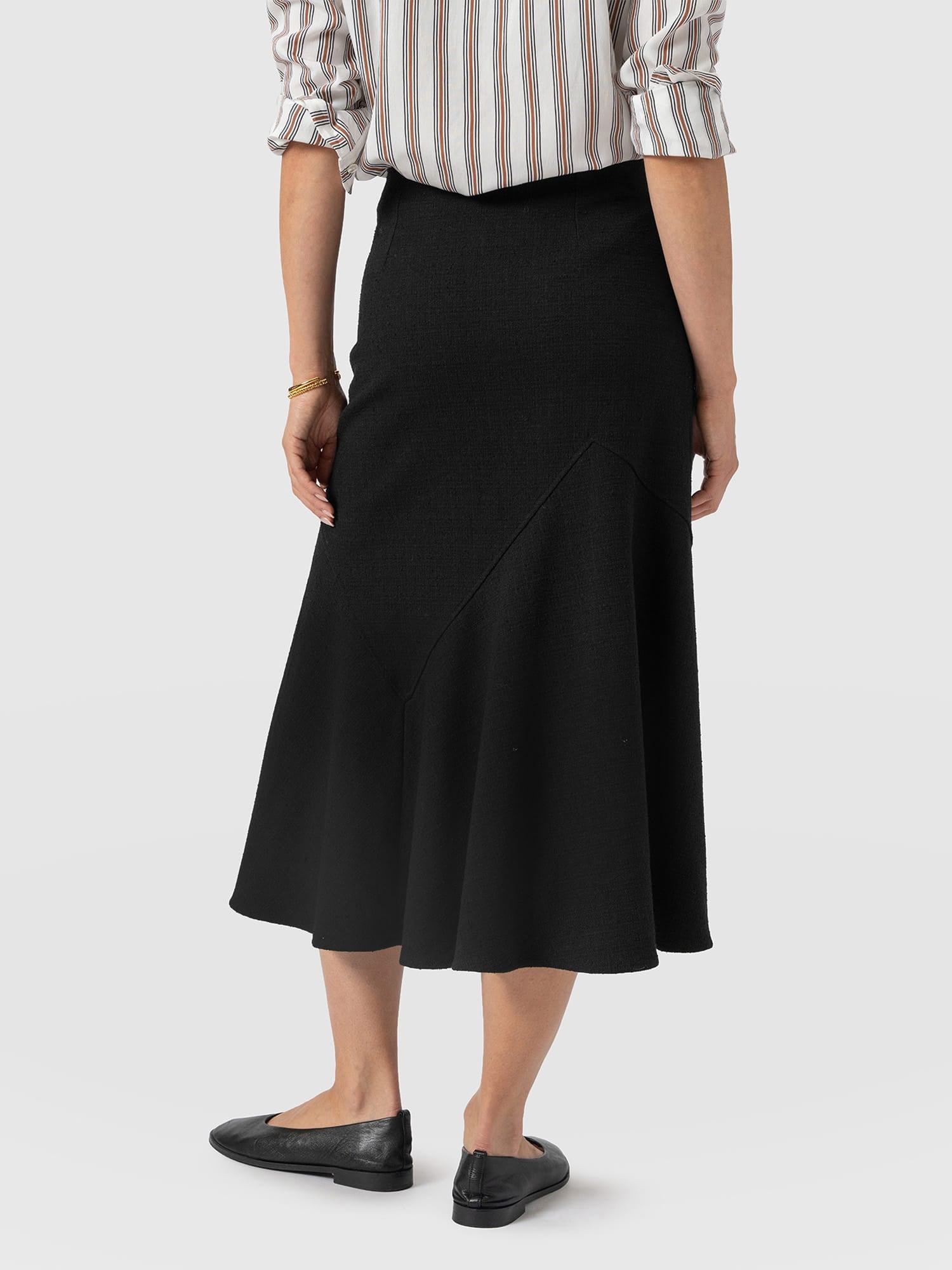 Piper Panelled Skirt  - Black Boucle - Women's Skirts | Saint and Sofia® EU