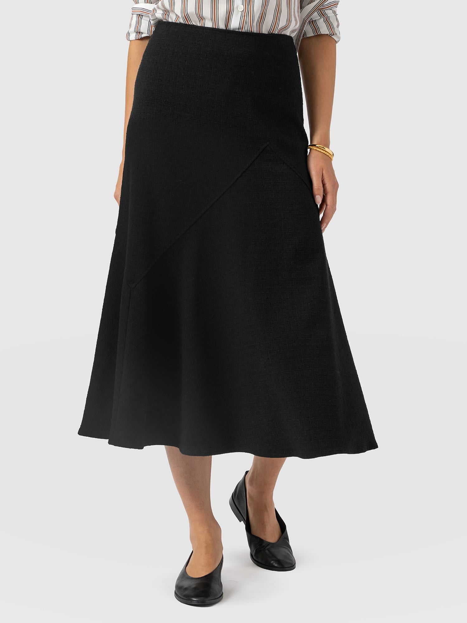 Piper Panelled Skirt  - Black Boucle - Women's Skirts | Saint and Sofia® EU