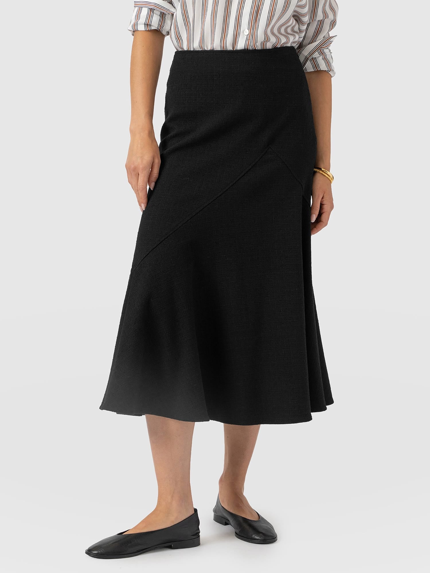 Piper Panelled Skirt  - Black Boucle - Women's Skirts | Saint and Sofia® EU