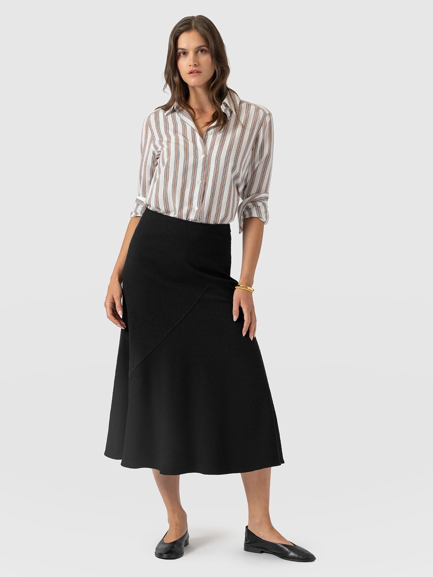 Piper Panelled Skirt  - Black Boucle - Women's Skirts | Saint and Sofia® EU