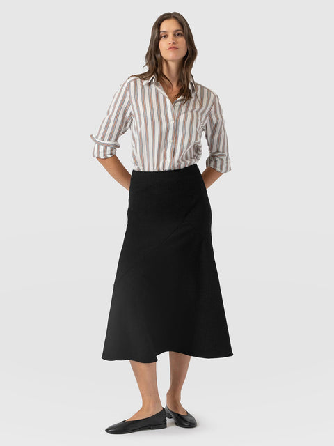 Piper Panelled Skirt  - Black Boucle - Women's Skirts | Saint and Sofia® EU