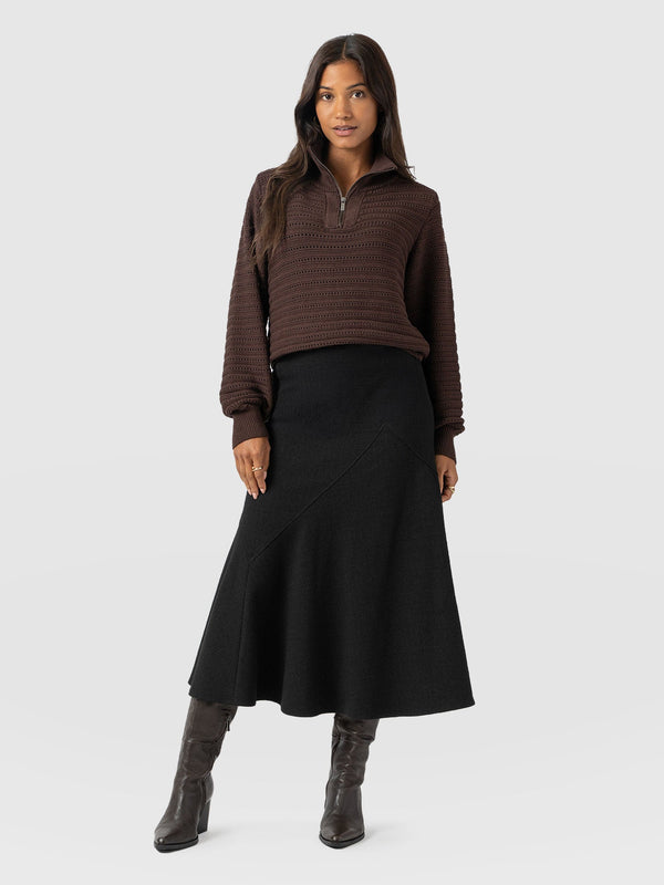 Piper Panelled Skirt  - Black Boucle - Women's Skirts | Saint + Sofia® EU