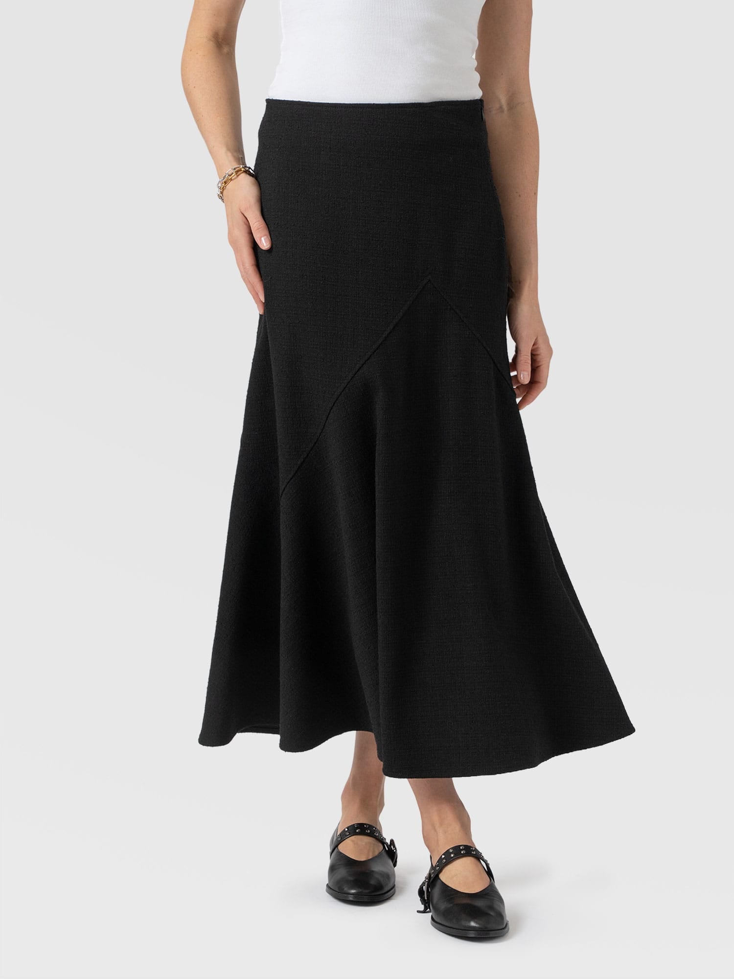 Piper Panelled Skirt  - Black Boucle - Women's Skirts | Saint + Sofia® EU