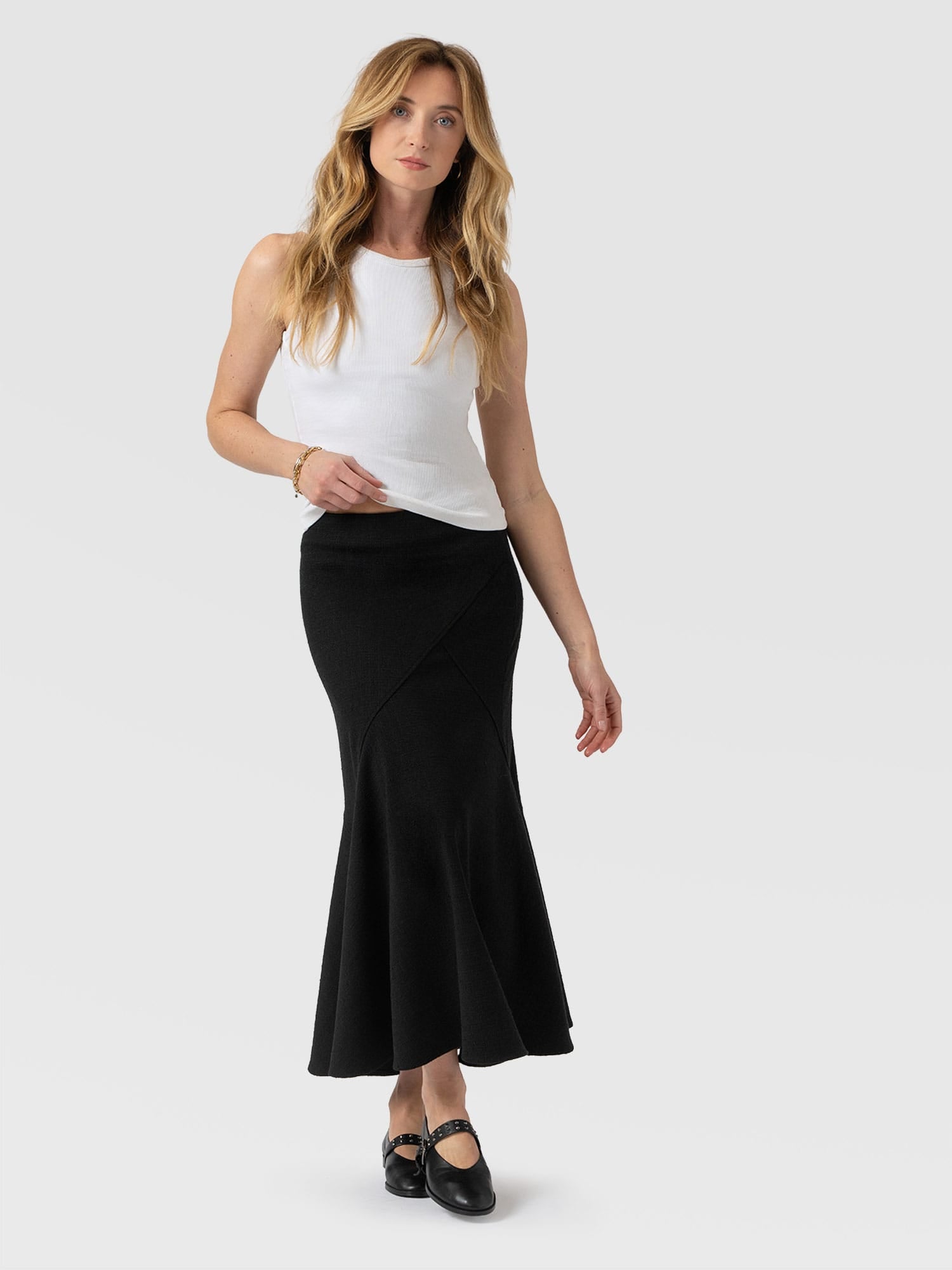 Piper Panelled Skirt  - Black Boucle - Women's Skirts | Saint + Sofia® EU